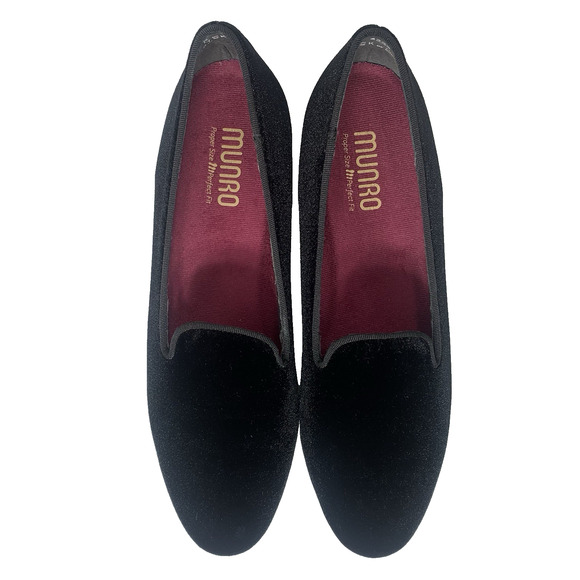 MUNRO Cerise Smoking Slipper Loafer 8.5 N Black Velvet Slip-On Comfort Flats NIB - Picture 7 of 14